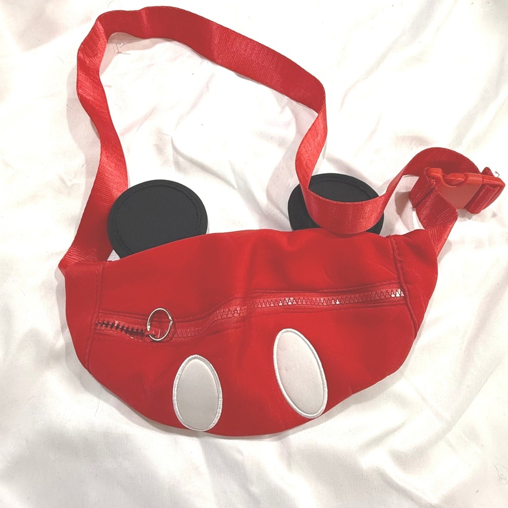 Disney Store Mickey Mouse Red Shorts Fanny Pack Waist Bag with 3D Ears One Size - Picture 1 of 8